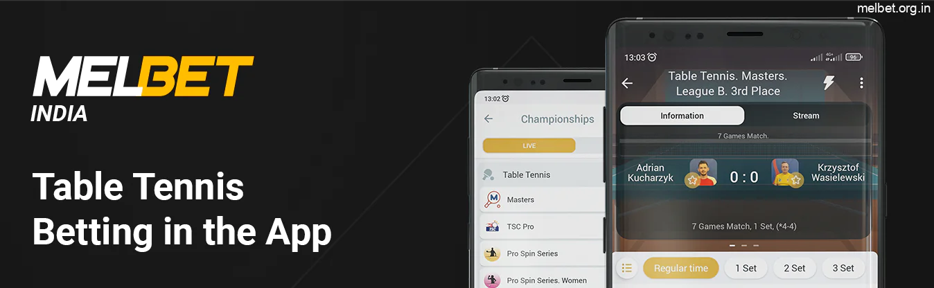 You can Bet on Table Tennis using Melbet Mobile Application